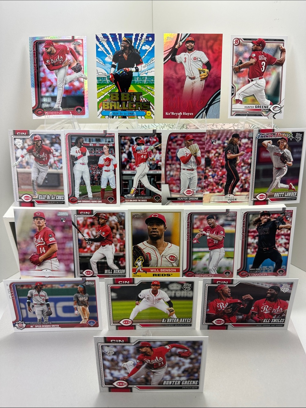 Elly De La Cruz Reds lot of 16 + Ke’Bryan Hayes Glove Work Greene/Lowder Rookies
